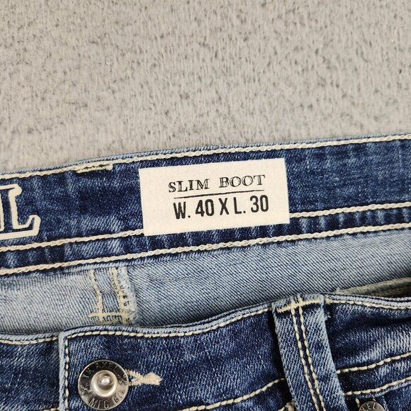 TK Axel Jeans Men's 40x30 Slim Boot Stretch Blue Denim Pants Medium Wash - Picture 14 of 16